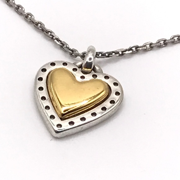 Brighton Pendant Necklace Heart Silver & Gold Plate Reversible Delicate Romantic - Picture 2 of 10